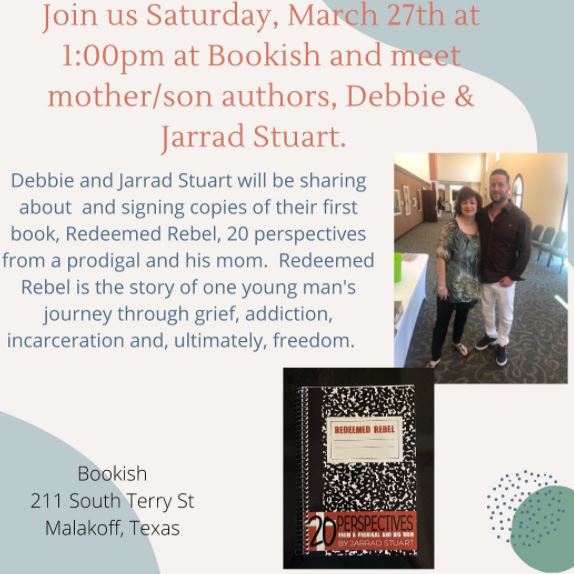 Authors Debbie and Jarrad Stuart at Bookish 2 Bookish event march 27 CedarCreekLake.Online