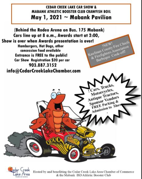 CCL Car Show and Mabank Booster Club Crawfish Boil 1 CCL car show CedarCreekLake.Online