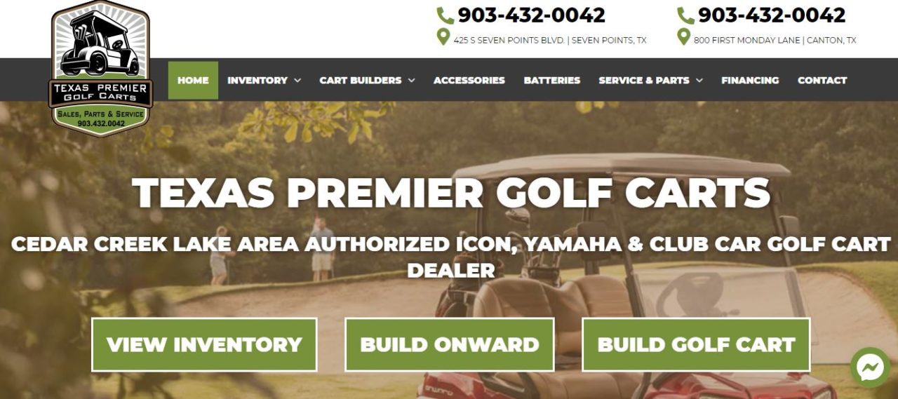 Texas Premier Golf Carts 3 screen CedarCreekLake.Online