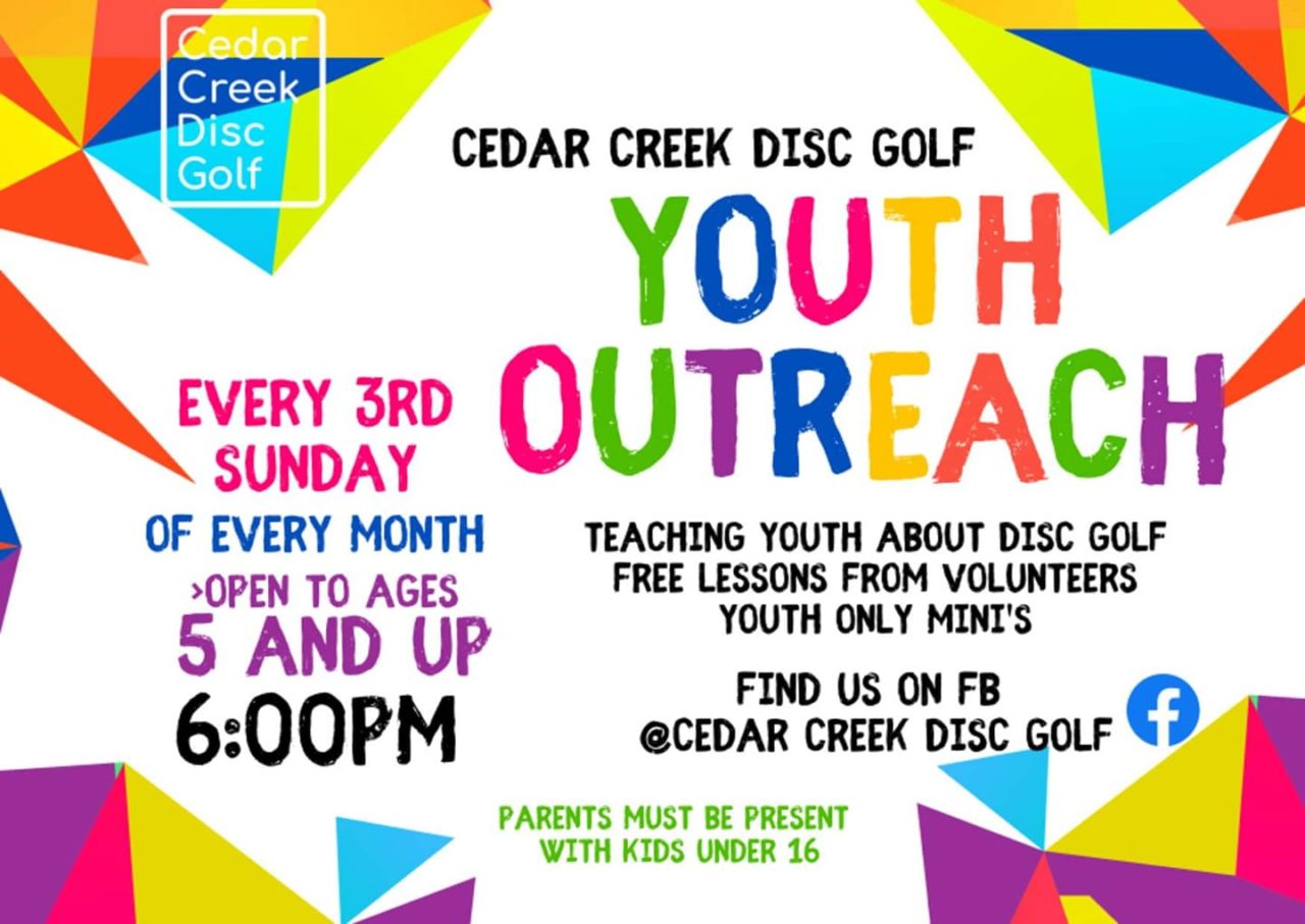 Cedar Creek Disc Golf Youth Outreach 2 cedar creek disc golf CedarCreekLake.Online