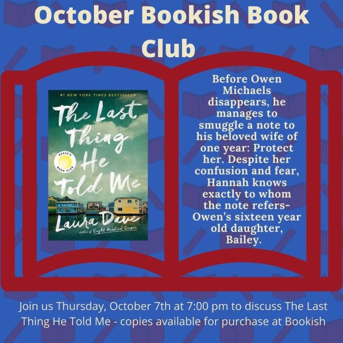 October Bookish Book Club 'The Last Thing He Told Me' 1 bookish oct CedarCreekLake.Online