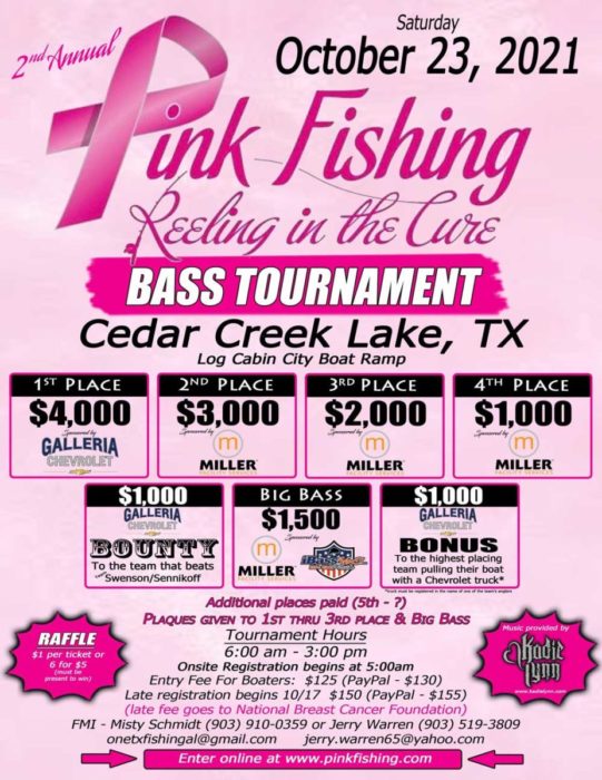 Pink Fishing Bass Tournament 2 2nd Annual Pink Fishing Reeling in the Cure Tournament Flyer scaled CedarCreekLake.Online