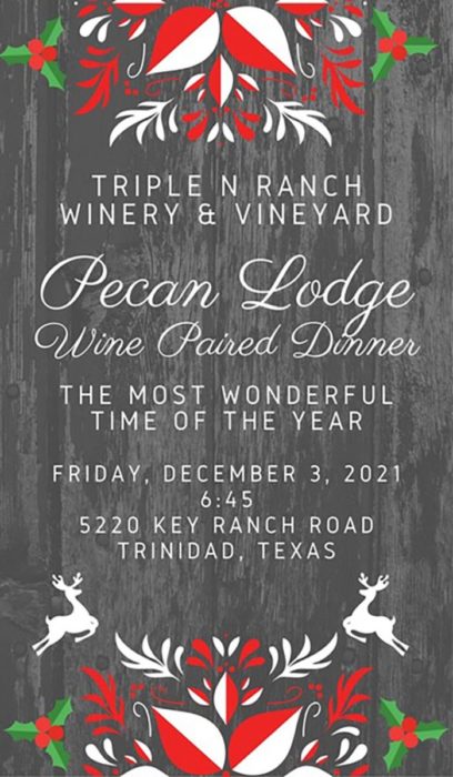 Pecan Lodge Wine Paired 4 Course Dinner at Triple N Ranch Winery 1 Pecan Lodge Wine Paired DInner at Triple N Ranch Winery scaled CedarCreekLake.Online
