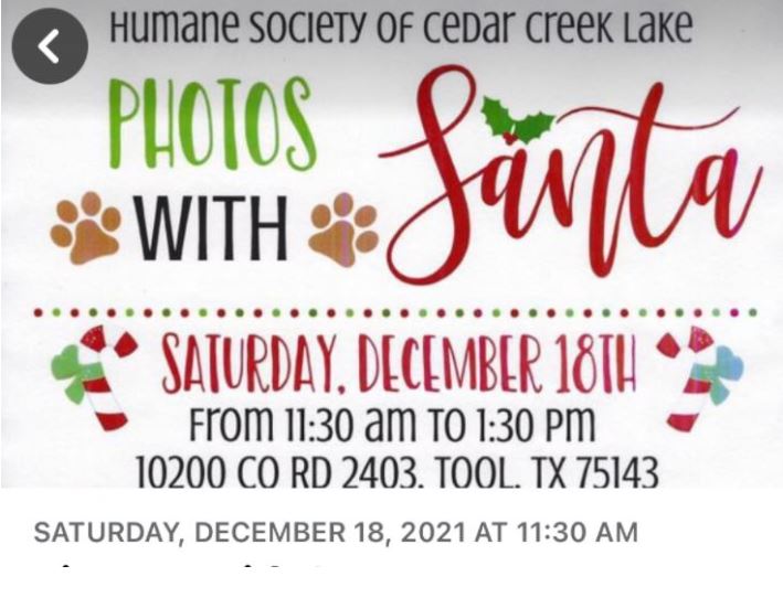Photos with Santa at the Humane Society of Cedar Creek Lake 2 humane society photos with santa2 CedarCreekLake.Online