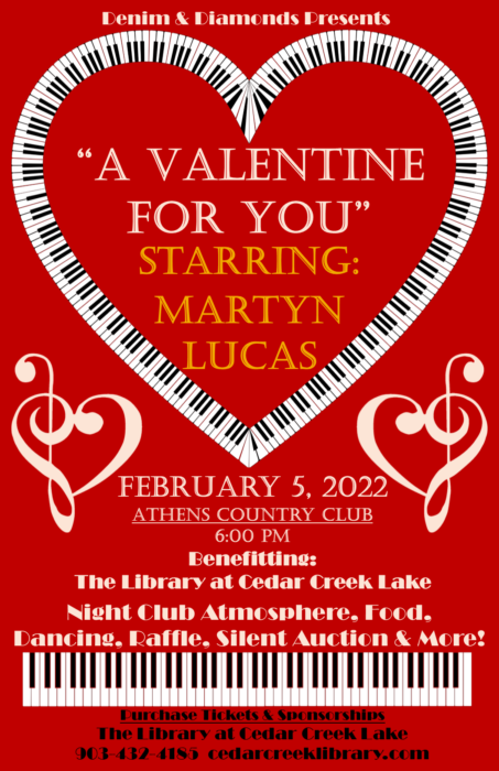 A Valentine For You Benefitting The Library at Cedar Creek Lake 1 a valentine for you poster website CedarCreekLake.Online