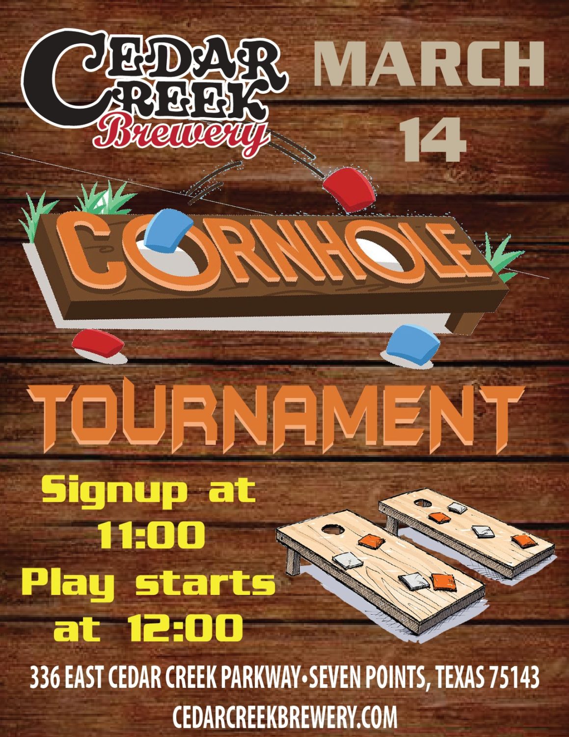 Cornhole Tournament at Cedar Creek Brewery 2 cornhole tournament CedarCreekLake.Online