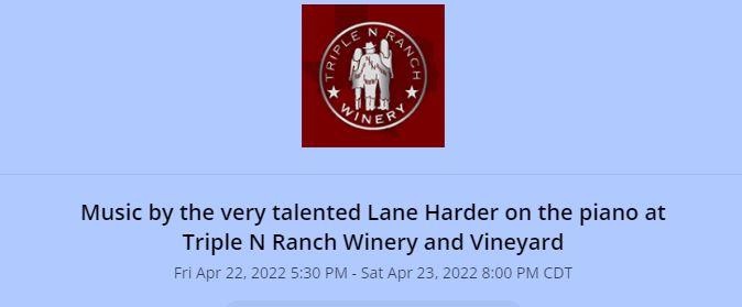 Lane Harder On The Piano at Triple N Ranch Winery 1 Lane Harder CedarCreekLake.Online