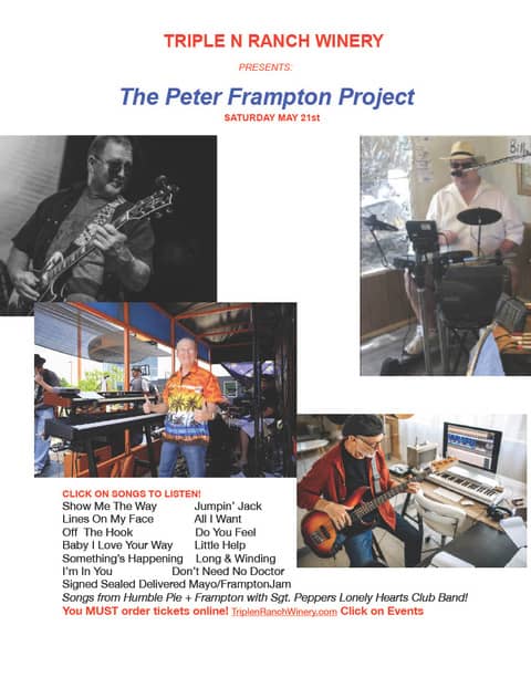 The Peter Frampton Project Tribute Band at The Triple N Ranch Winery 1 The Peter Frampton Project Promo1024 1 CedarCreekLake.Online
