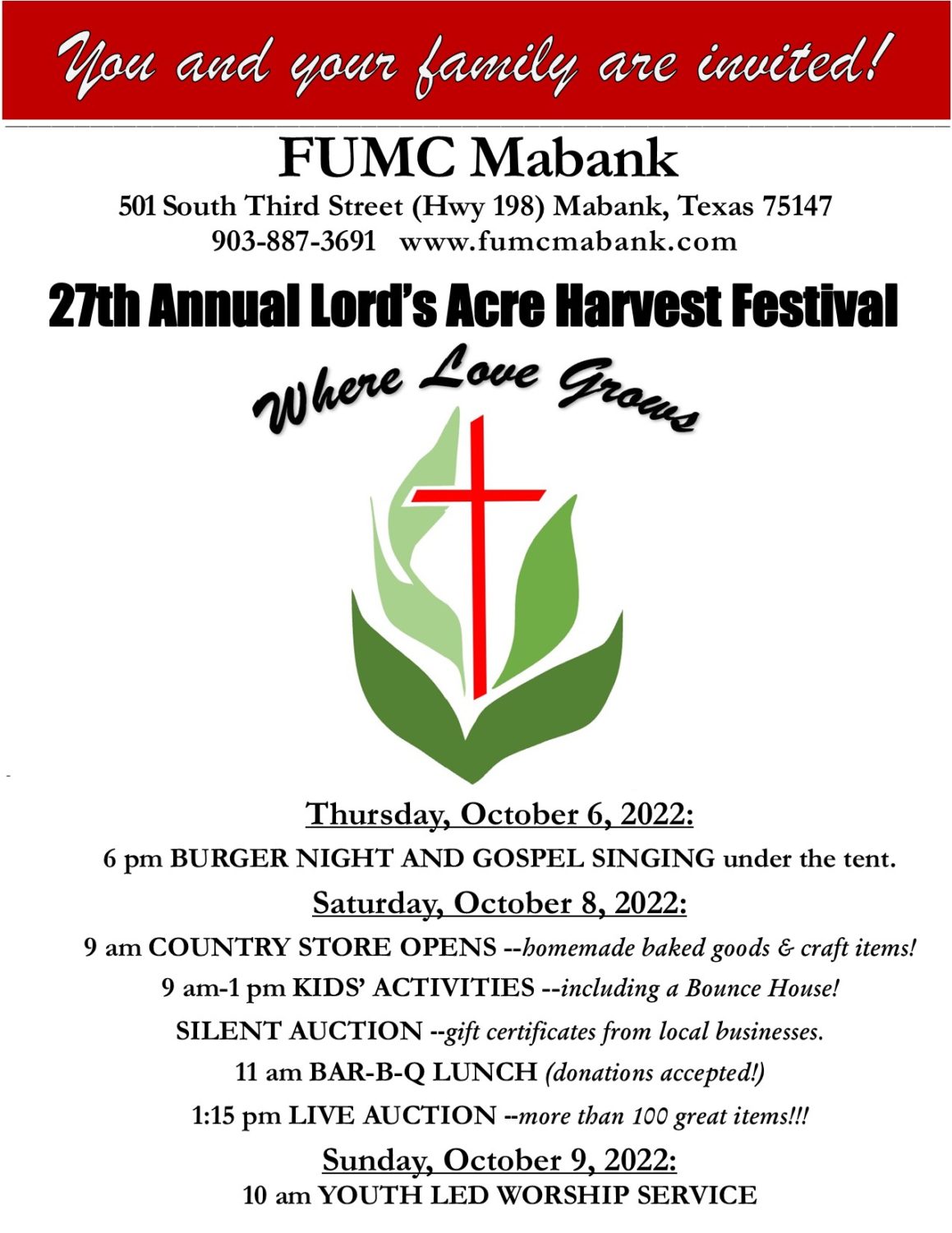 27th Annual Lord's Acre Harvest Festival 2 lords acres CedarCreekLake.Online