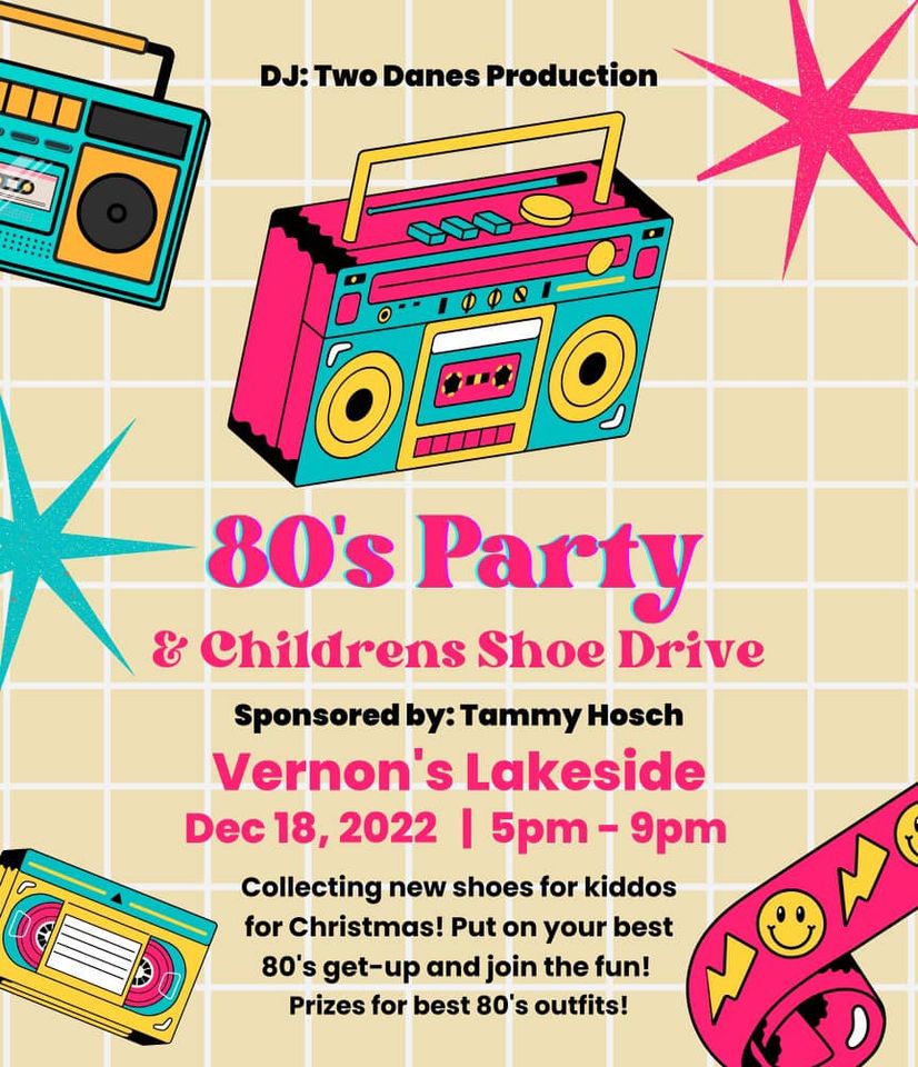 80's Party and Children's Shoe Drive 2 Shoes tammy CedarCreekLake.Online