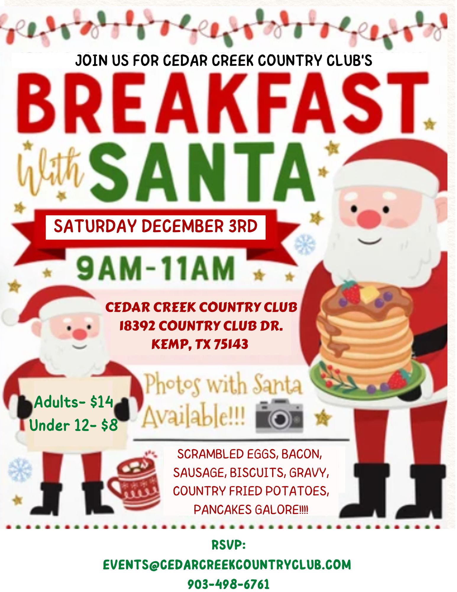 Ho Ho Ho Breakfast with Santa 1 breakfast with santa CedarCreekLake.Online