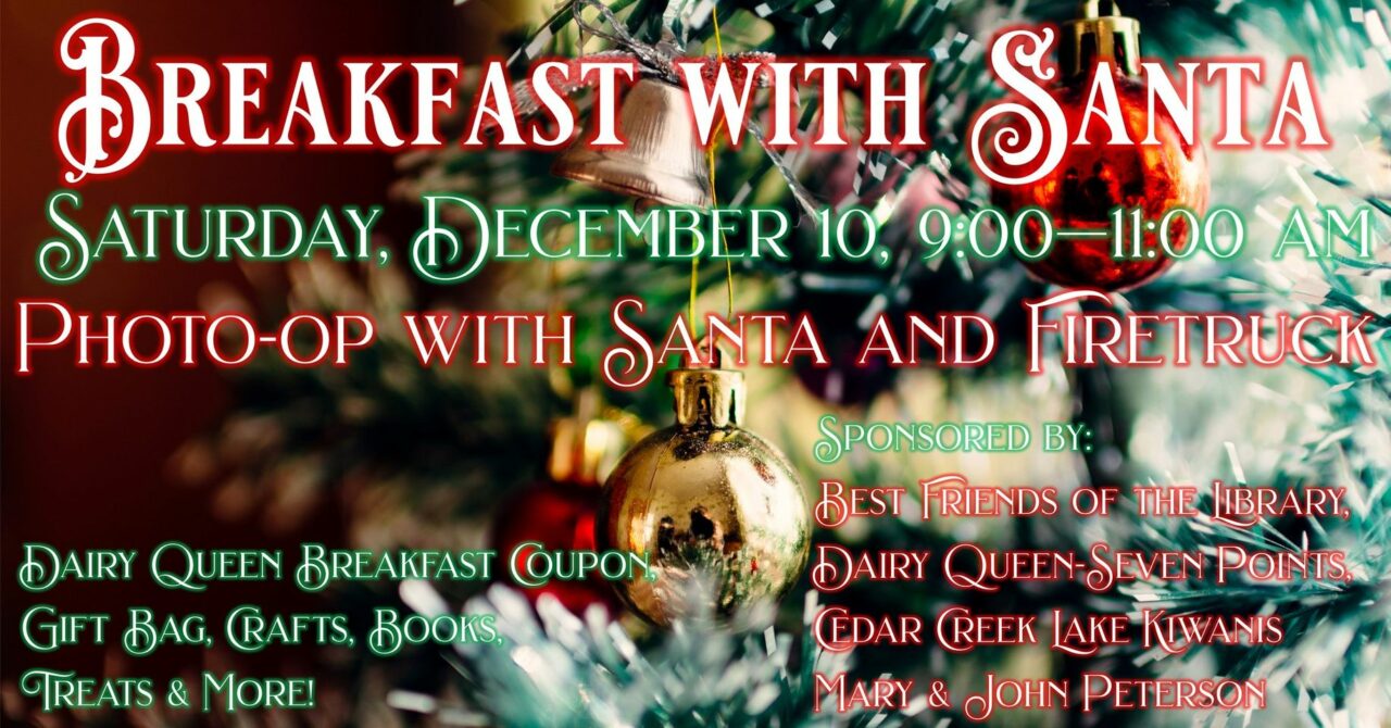 Breakfast with Santa at the Library at Cedar Creek Lake 2 breakfast with santa ccll CedarCreekLake.Online