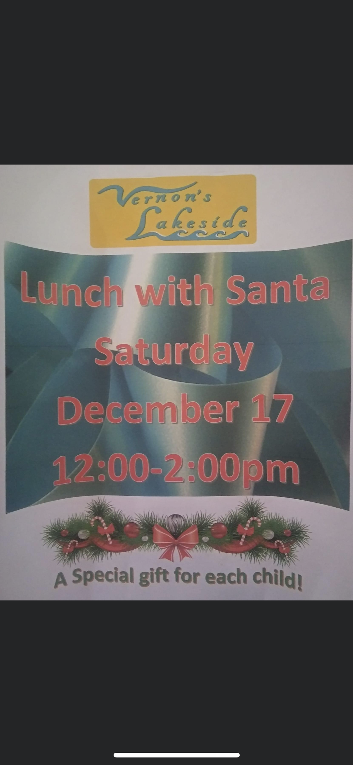 Lunch with Santa at Vernon's Lakeside 1 lunch with santa vernons CedarCreekLake.Online