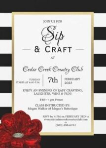Sip and Craft at Cedar Creek Country Club