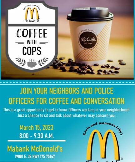Coffee with Cops at the Mabank McDonalds 2 coffee and cops CedarCreekLake.Online