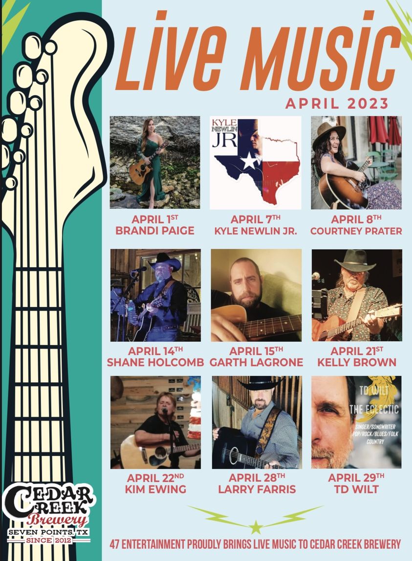 Live April Music at the Cedar Creek Brewery 1 CCB April CedarCreekLake.Online