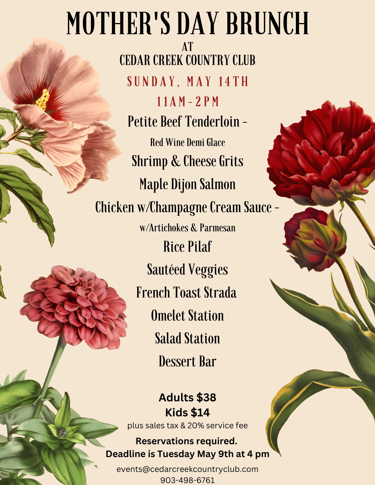 Mothers Day Bruch At Cedar Creek Country Club 1 Mothers Day Brunch CedarCreekLake.Online