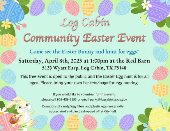 Log Cabin Community Easter Event 1 log cabin easter CedarCreekLake.Online
