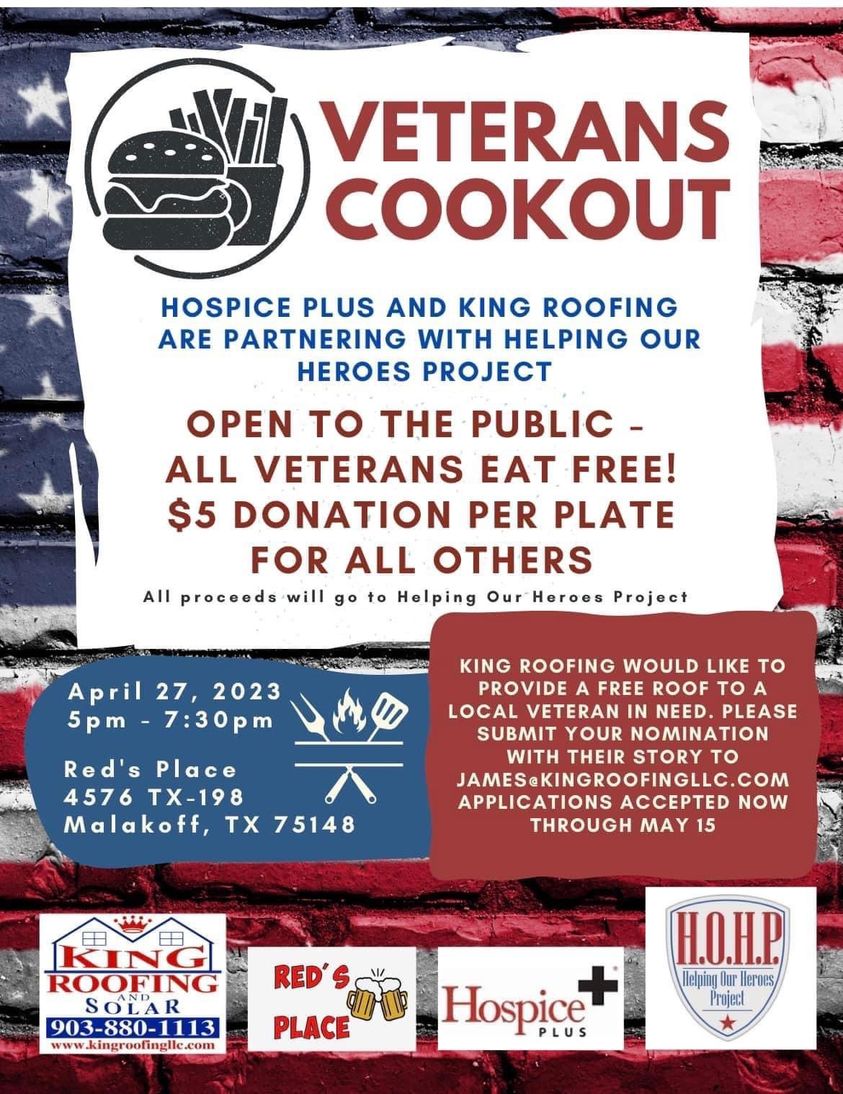 Veteran's Cookout at Reds Place 1 veterans Cookout CedarCreekLake.Online