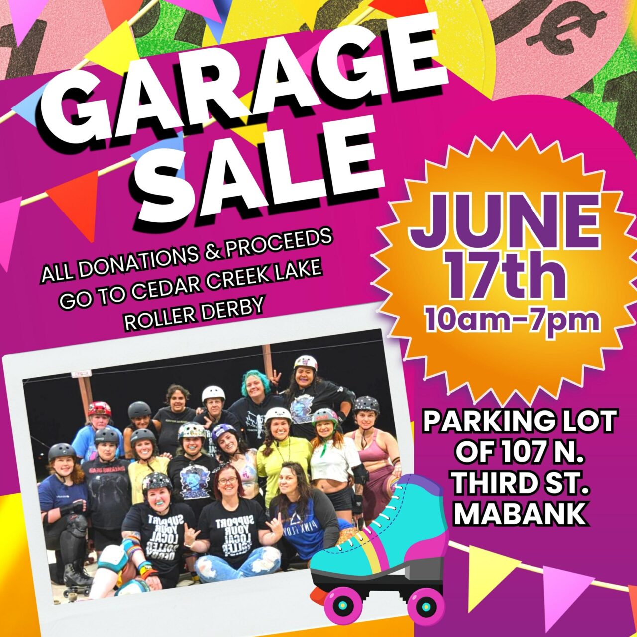 Garage Sale Fundraiser - Cedar Creek Lake Roller Derby - Located in MABANK 2 garage sale fundraiser CedarCreekLake.Online