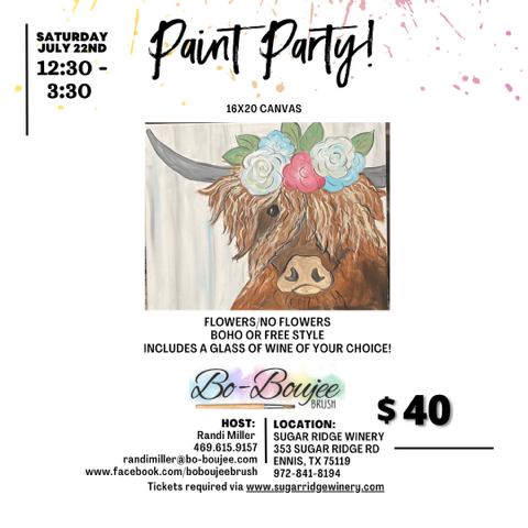 Paint Party at Sugar Ridge Winery in Ennis 1 Paint Pary sugar ridge winery CedarCreekLake.Online