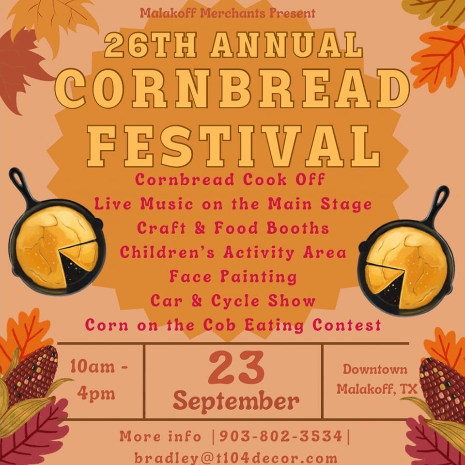 26th Annual Cornbread Festival in Malakoff 1 cornbread festival CedarCreekLake.Online