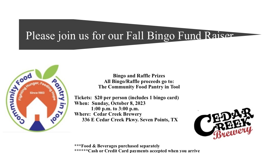 Fall Bingo Fund Raiser at Cedar Creek Brewery