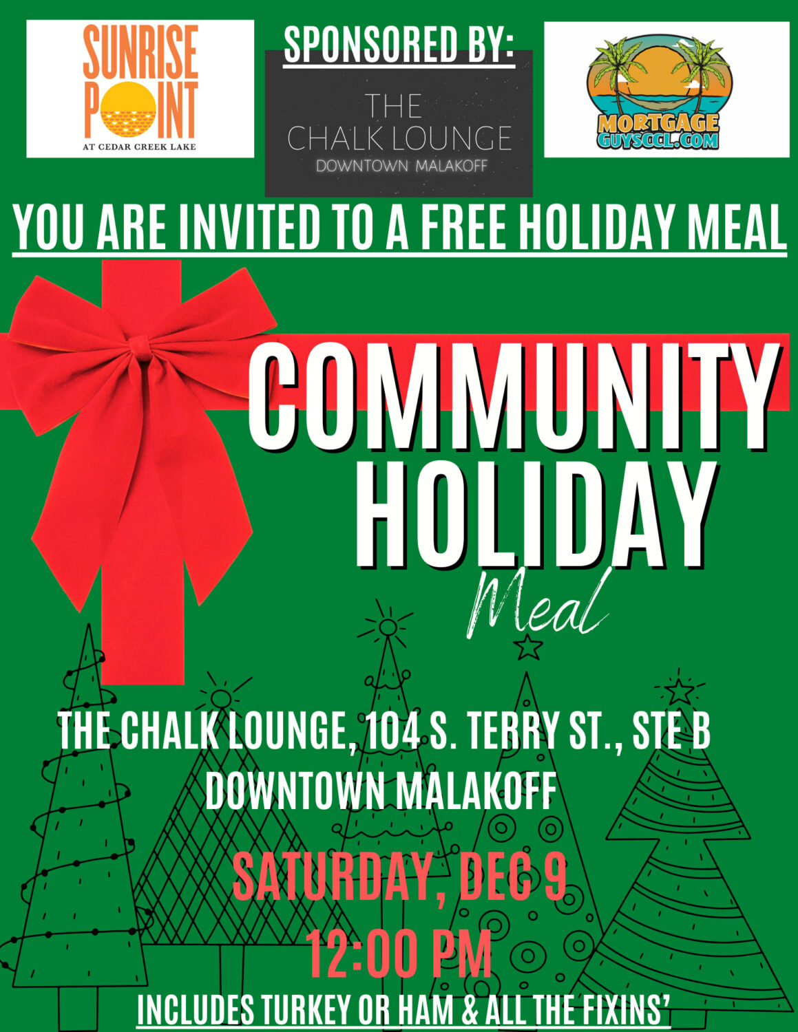 Community Holiday Meal At The Chalk Lounge 2 community meal cedarcreeklake.online