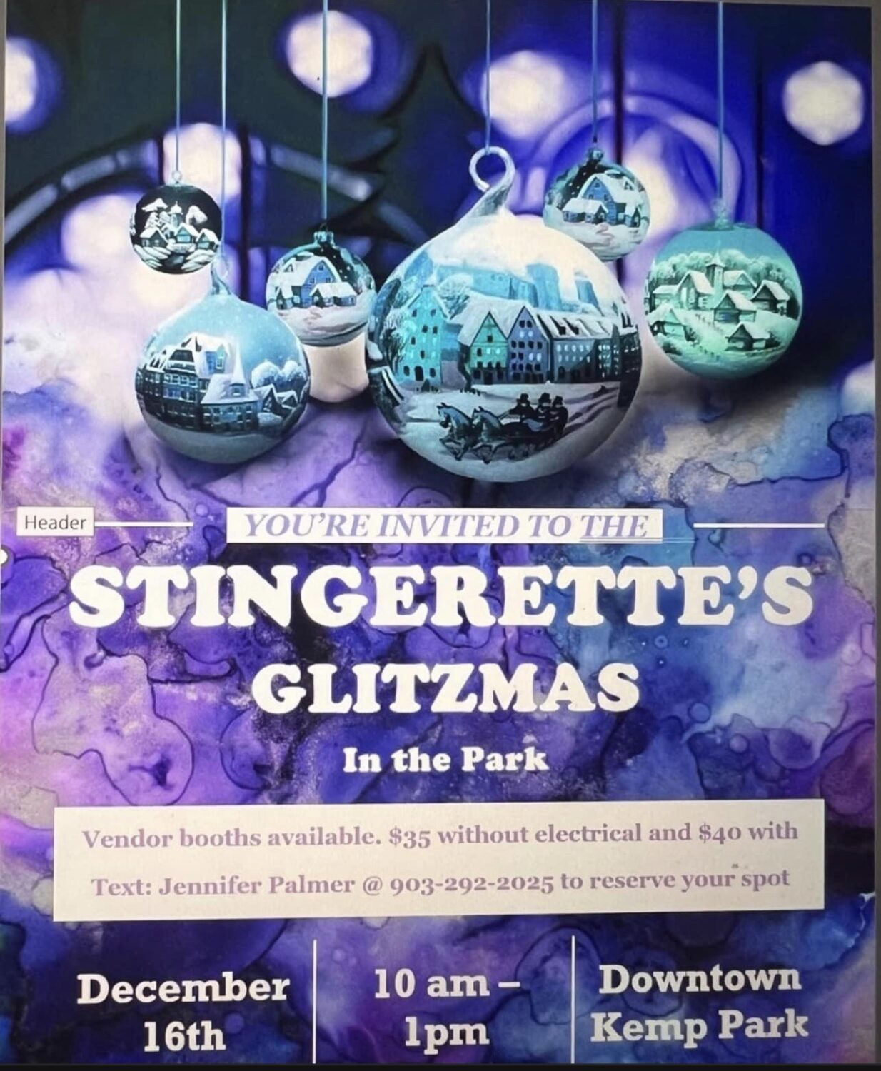 Stingeretts Glitzmas in the Kemp City Park 2 stineretts christmas cedarcreeklake.online