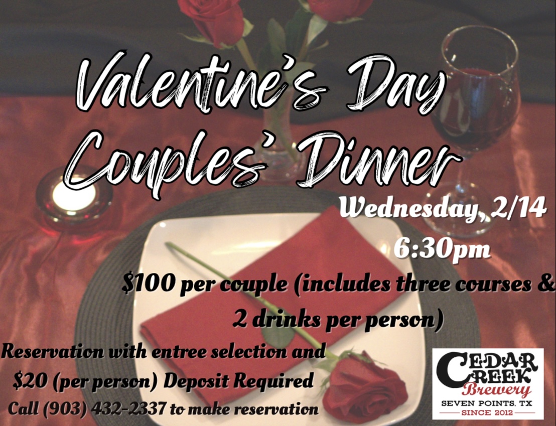 Cedar Creek Brewery Valentines Couples Dinner 2 ccb valentines dinner cedarcreeklake.online