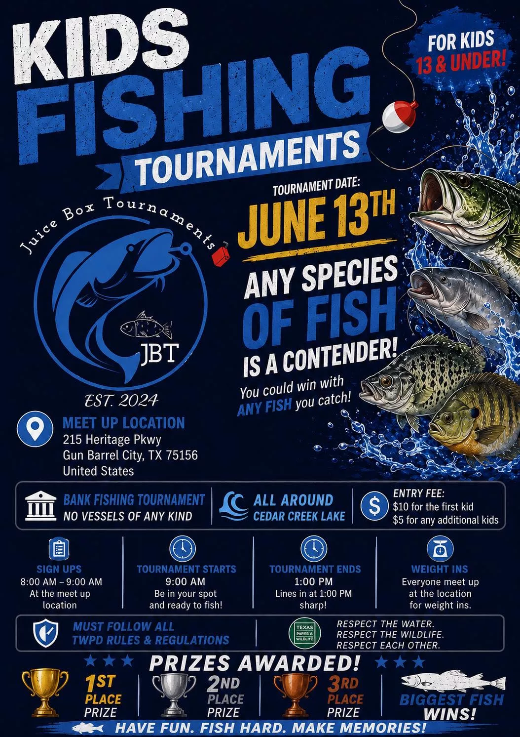 Kid's Fishing Tournament 17 Kids Fishing Tournament CedarCreekLake.Online